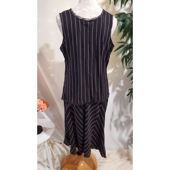 Vtg 90s Fashion Bug Sheer Overlay Stripe Corset Top Skirt Set Plus Size Gothic - Picture 4 of 16